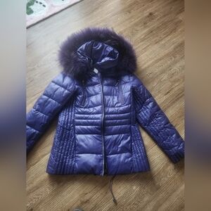SIZE  L REAL FUR PURPLE FOTOR WINTER COAT